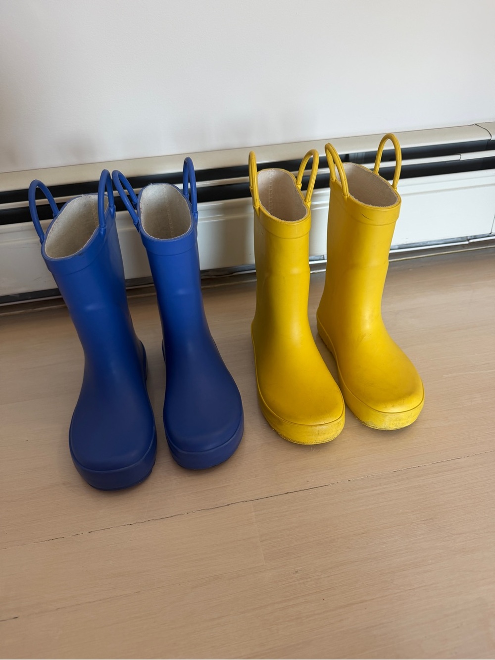 Bundle Two Pairs Boys Rainboots Size 11C Blue Yellow